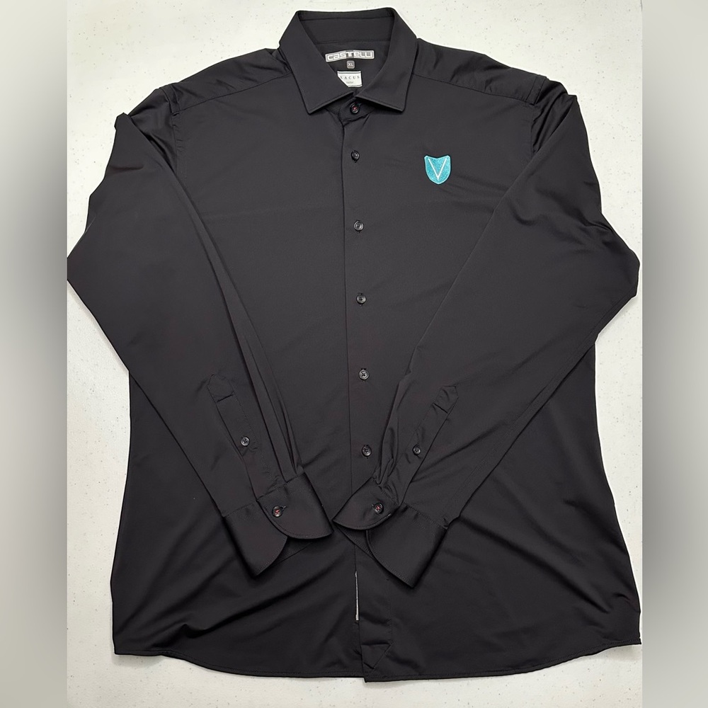 Xacus x Castelli VG Atelier Indigo Blue Button Up Long Sleeve Shirt Mens Size XL
